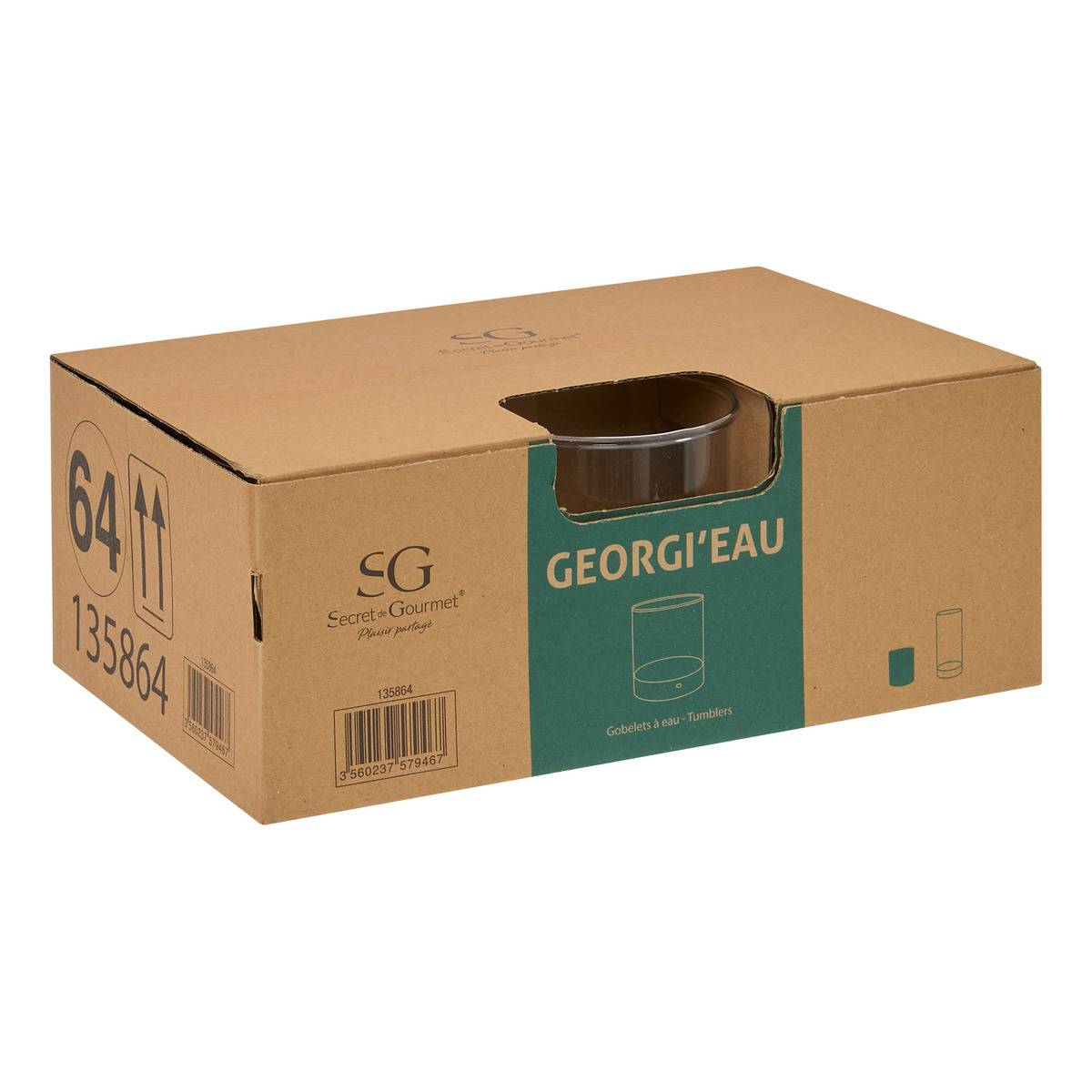Lot de 6 verres bas en verre transparent 30 cl GEORG'IEAU transparent, SECRET DE GOURMET