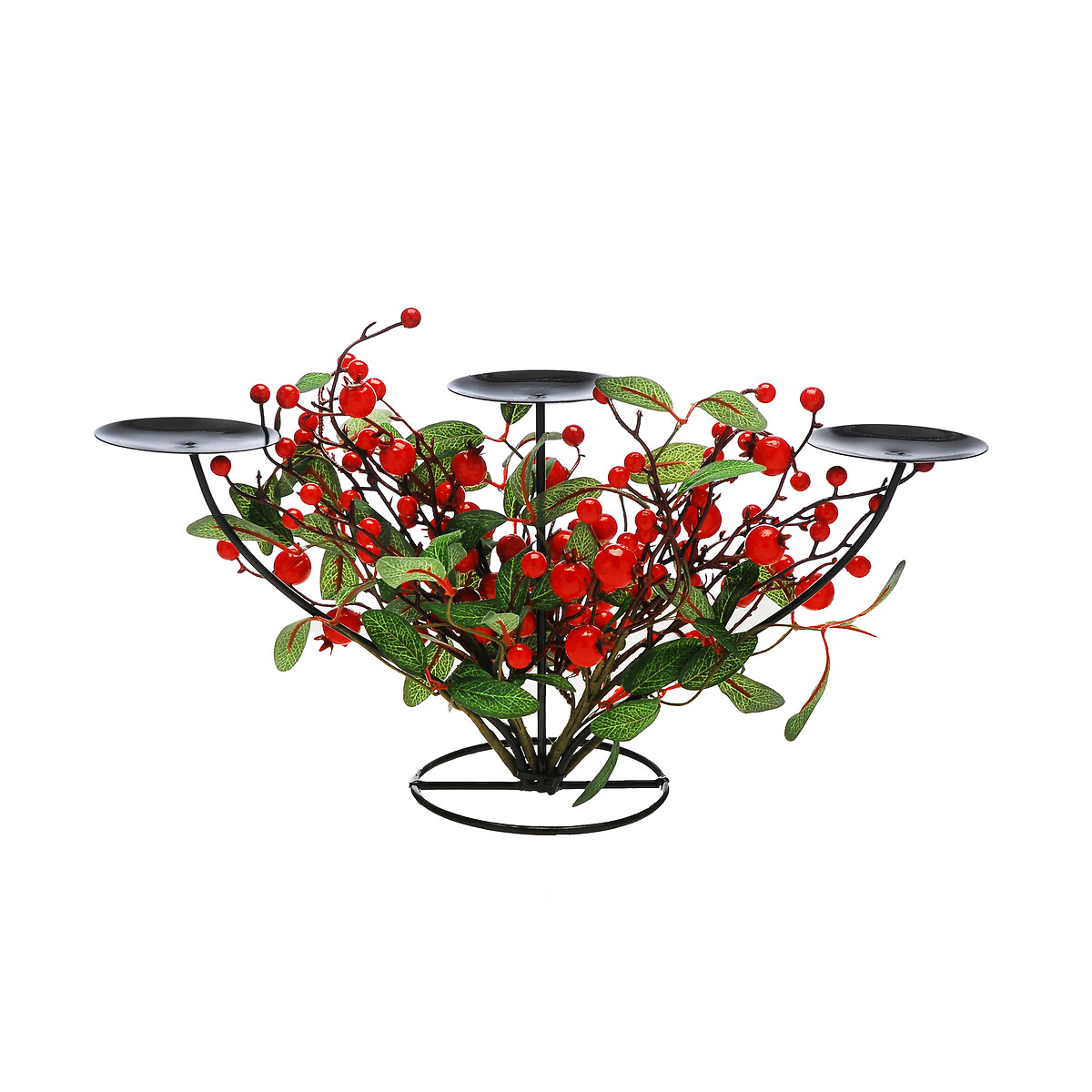 43cm Heritage Noel Red Berry Triple Candle Holder red, SO'HOME