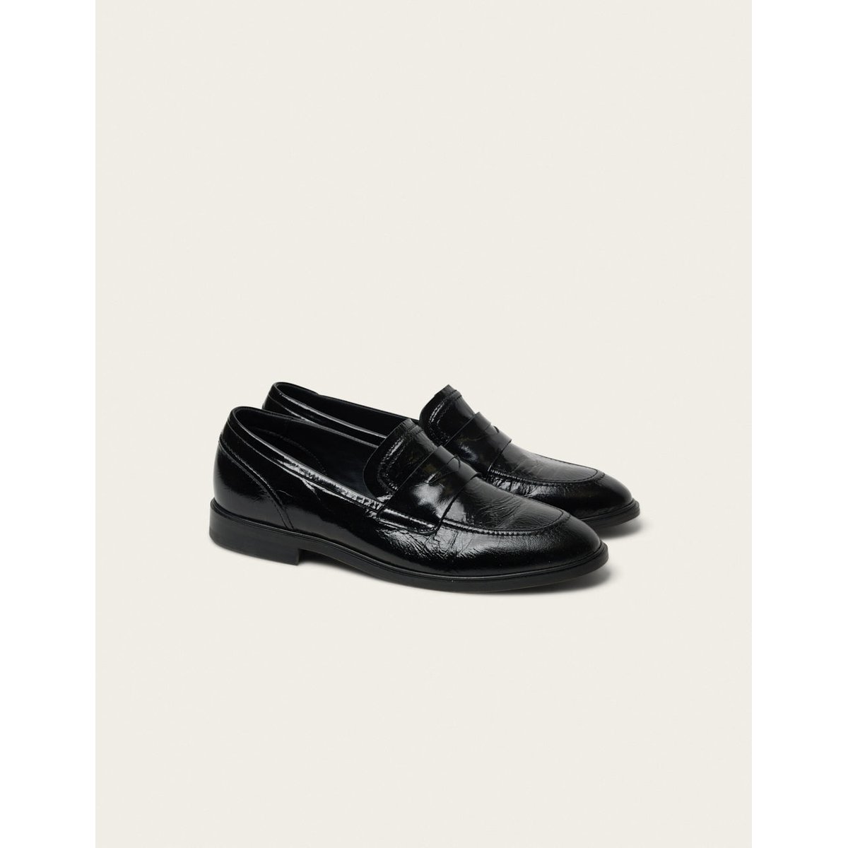 Mocassins MAKO cuir plissé noir, ODAJE