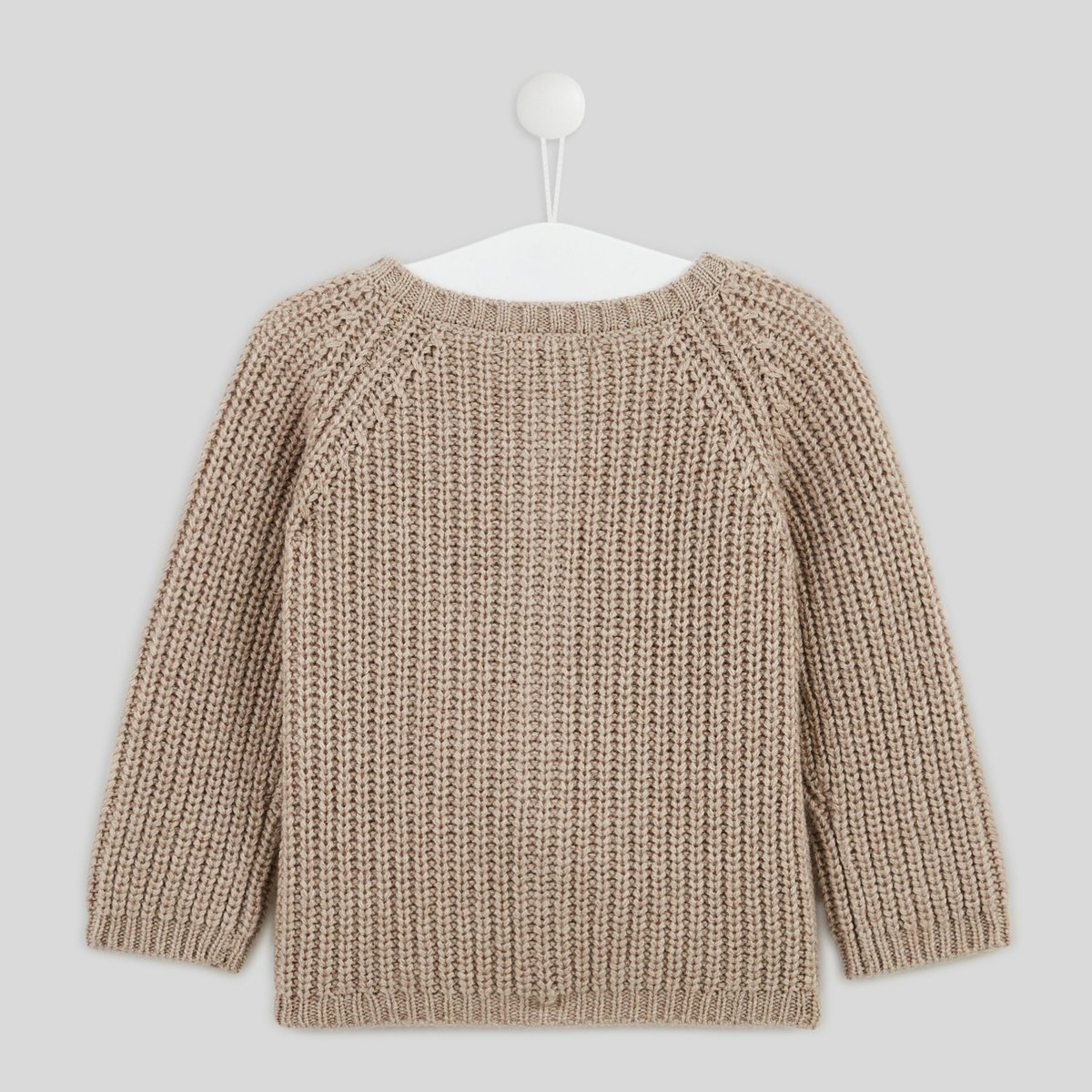 Cardigan à manches longues uni contenant de la laine beige chine, MONOPRIX