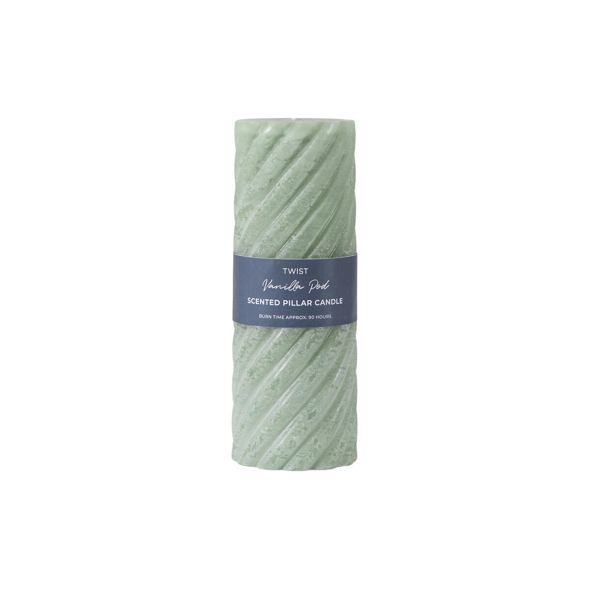 Pack of 2 20cm Vanilla Pillar Candle Twist Sage green, ÉDITÉ