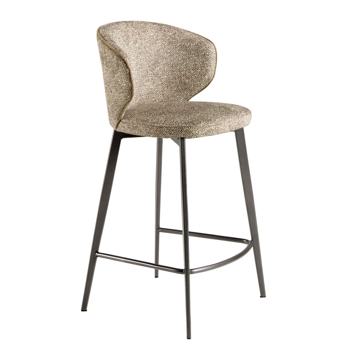 Tabouret en tissu chiné marron marbré | gris anthracite, ANGEL CERDA