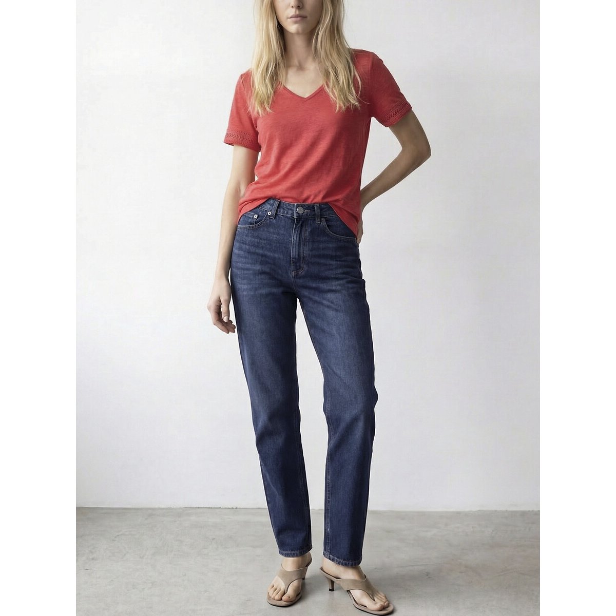 Tshirt manches courtes col v hibiscus, VILA