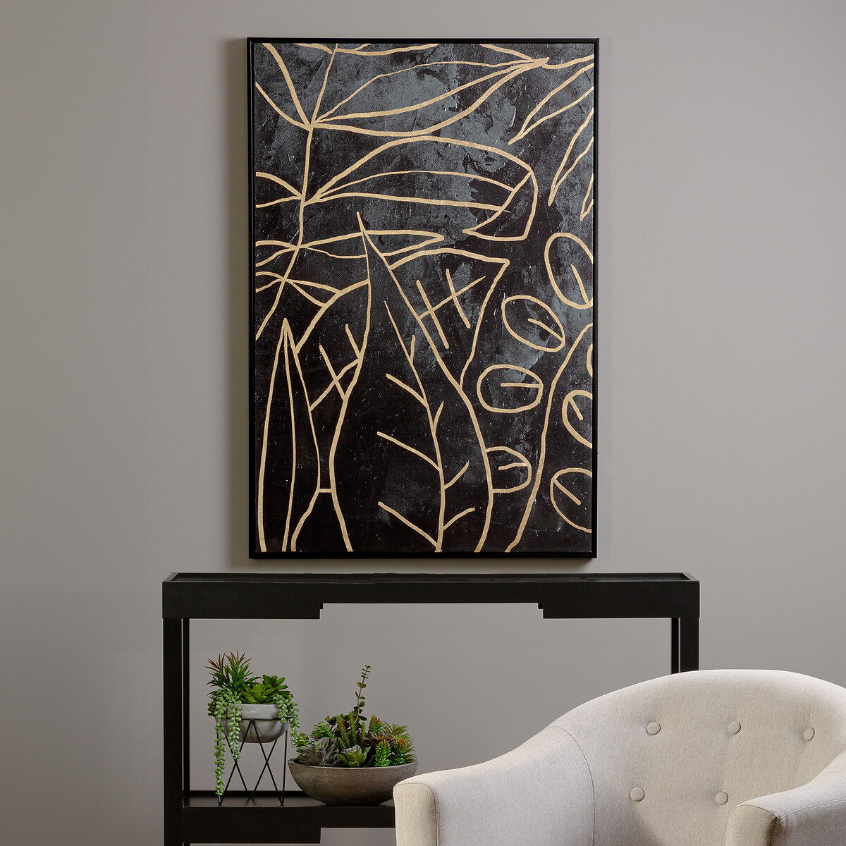 123X83Cm Canvas Black And Gold Wall Art black, FIFTY FIVE SOUTH