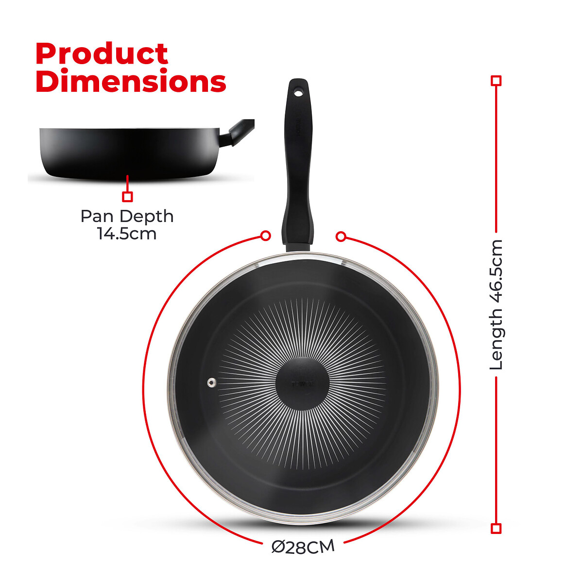 28cm Smart Start Forged Multi-Pan black, TOWER