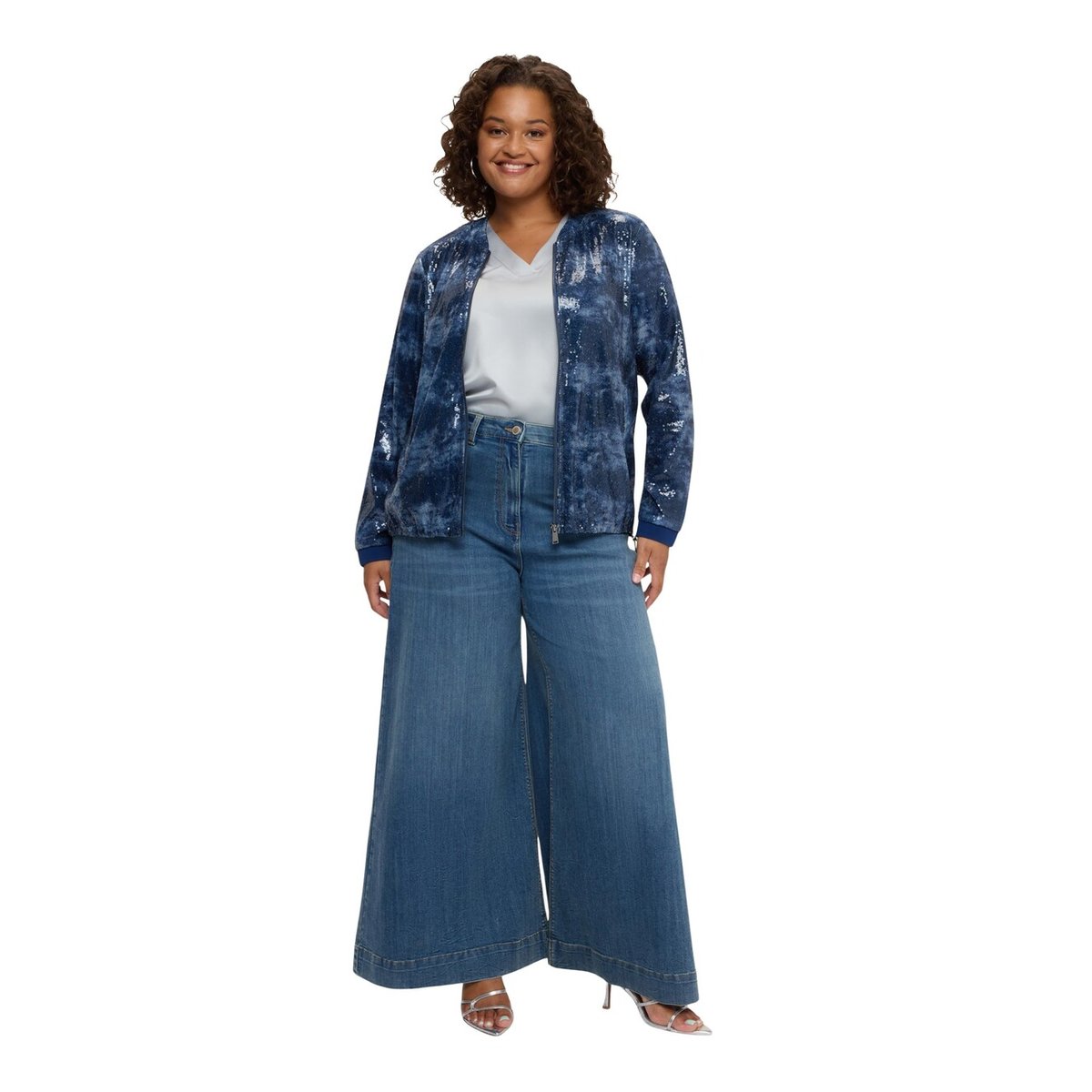 Jean Wide Leg délavage used bleu, FIORELLA RUBINO