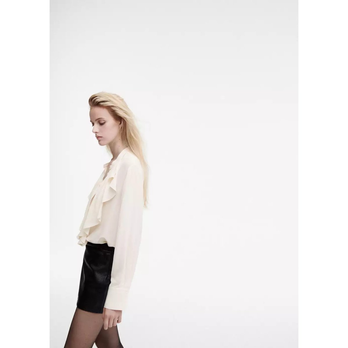 Blouse fluide volants écru, MANGO