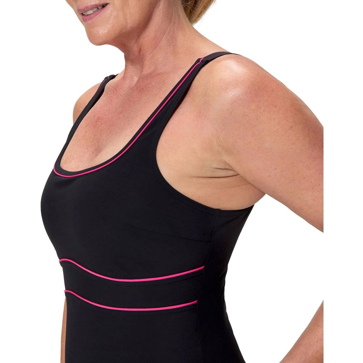 Maillot de bain 1 pièce à bretelles ajustables motif/style contour ECLIPSE noir, SPEEDO