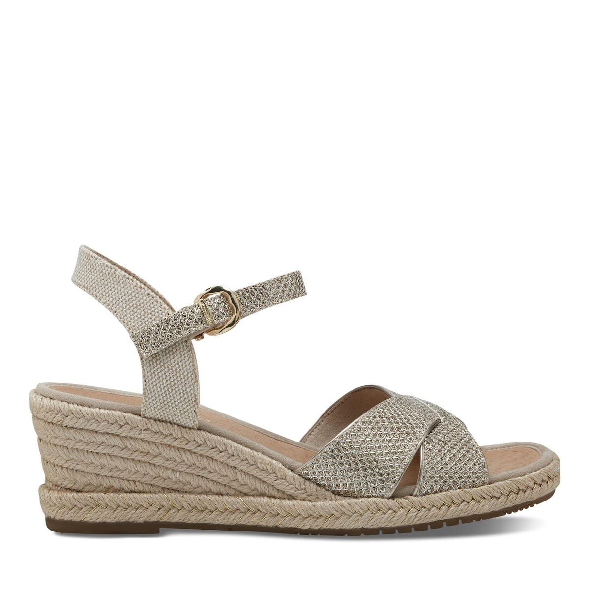 Sandales compensées or clair brillant, TAMARIS