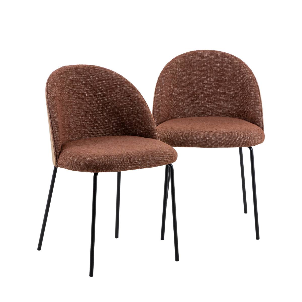 Lot de 2 chaises en tissu et bois NYSSA rouge, MADE IN MEUBLES 