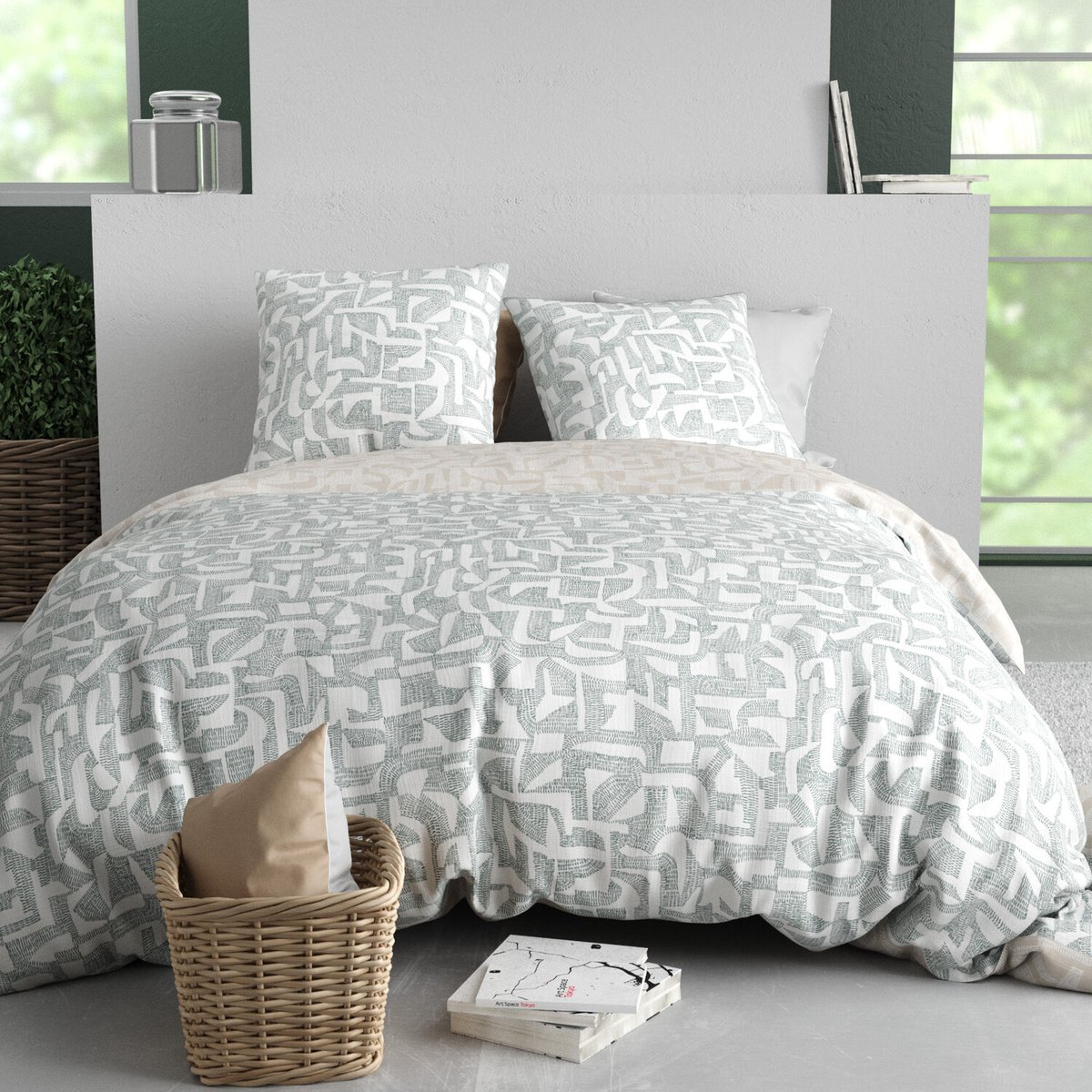 Parure housse de couette 100% coton 57 fils maya gris, C DESIGN HOME TEXTILE