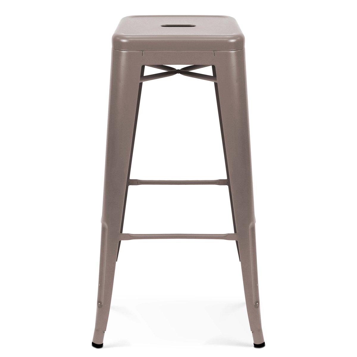 Lot de 4 tabourets de bar extérieur en métal mat, INDUS taupe, OVIALA