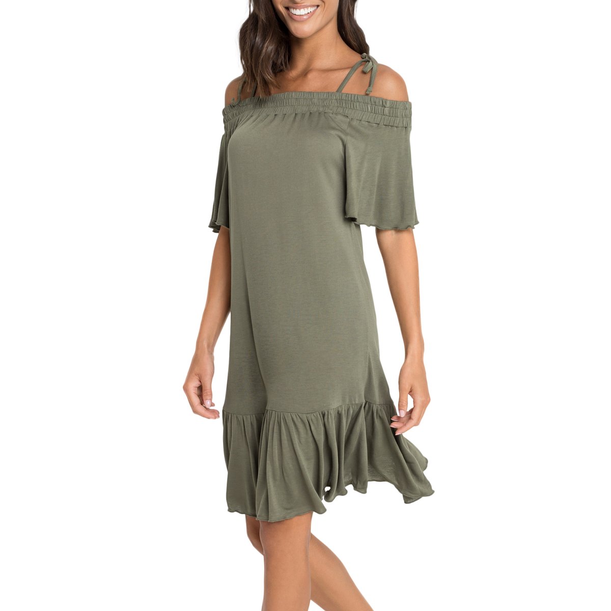 Robe estivale Carmen kaki, LASCANA