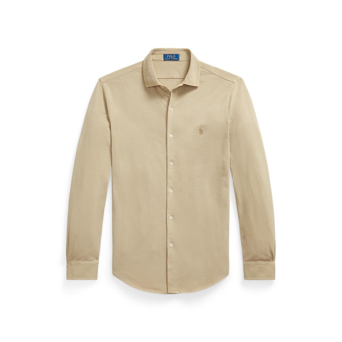 Camisa ligera de piqué de algodón beige caqui, POLO RALPH LAUREN