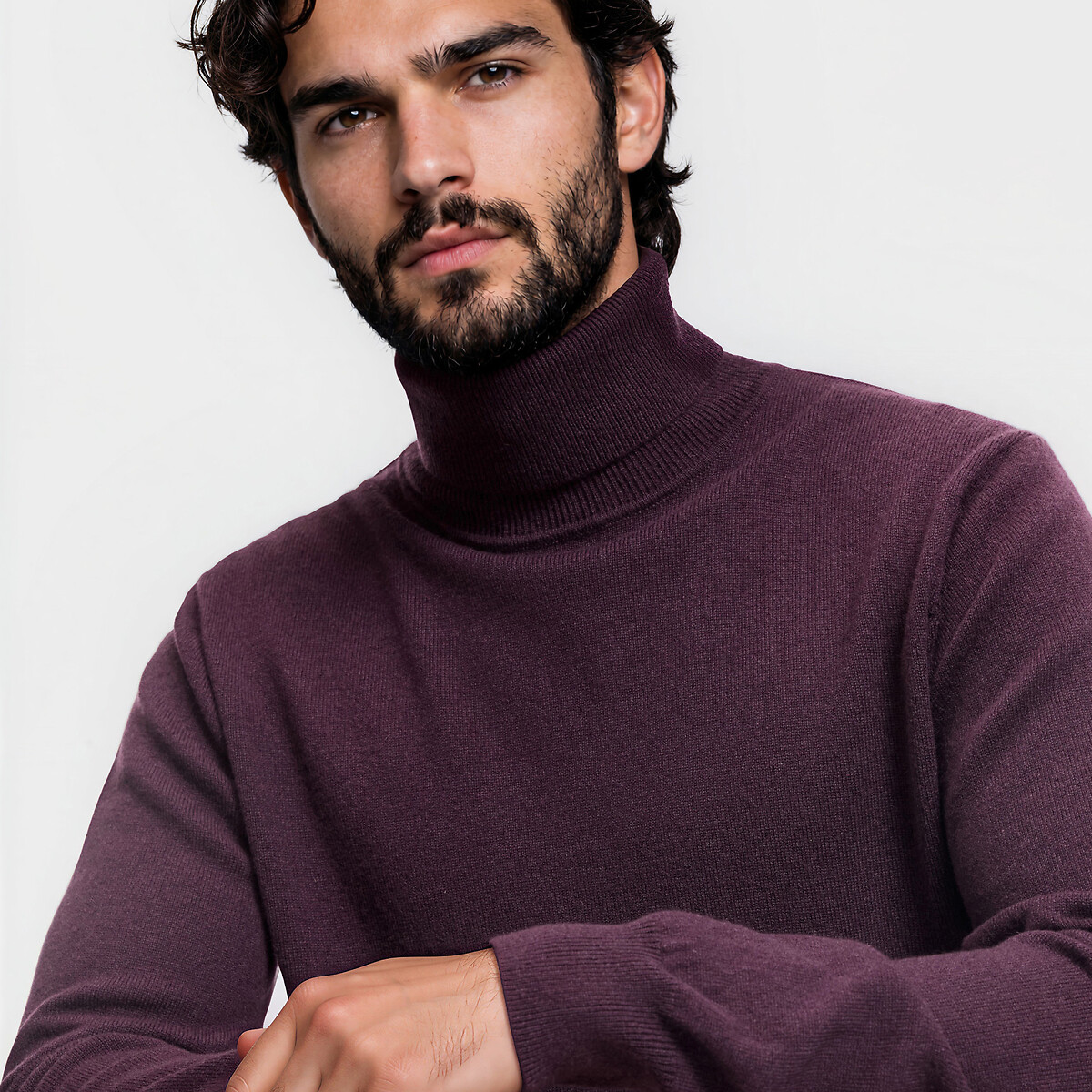 Pull col roulé en cachemire violet prune, LA REDOUTE COLLECTIONS