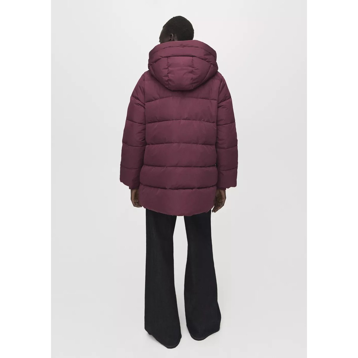 Anorak matelassé à capuche grenat, MANGO