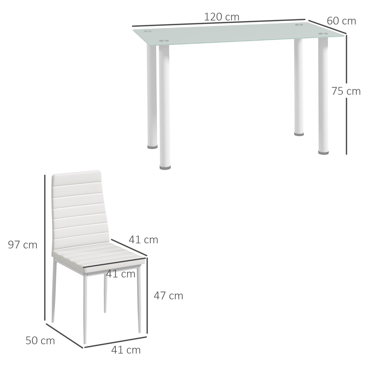 Ensemble de table à manger Acier Blanc blanc, HOMCOM