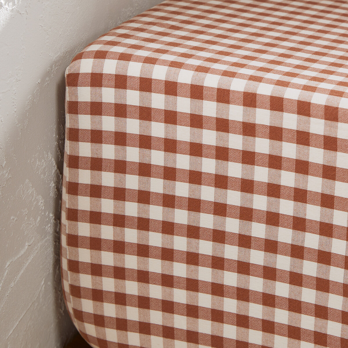 Fixleintuch Cottage aus Baumwolle, Seersucker-Technik 30 cm, caramel karamell, LA REDOUTE INTERIEURS