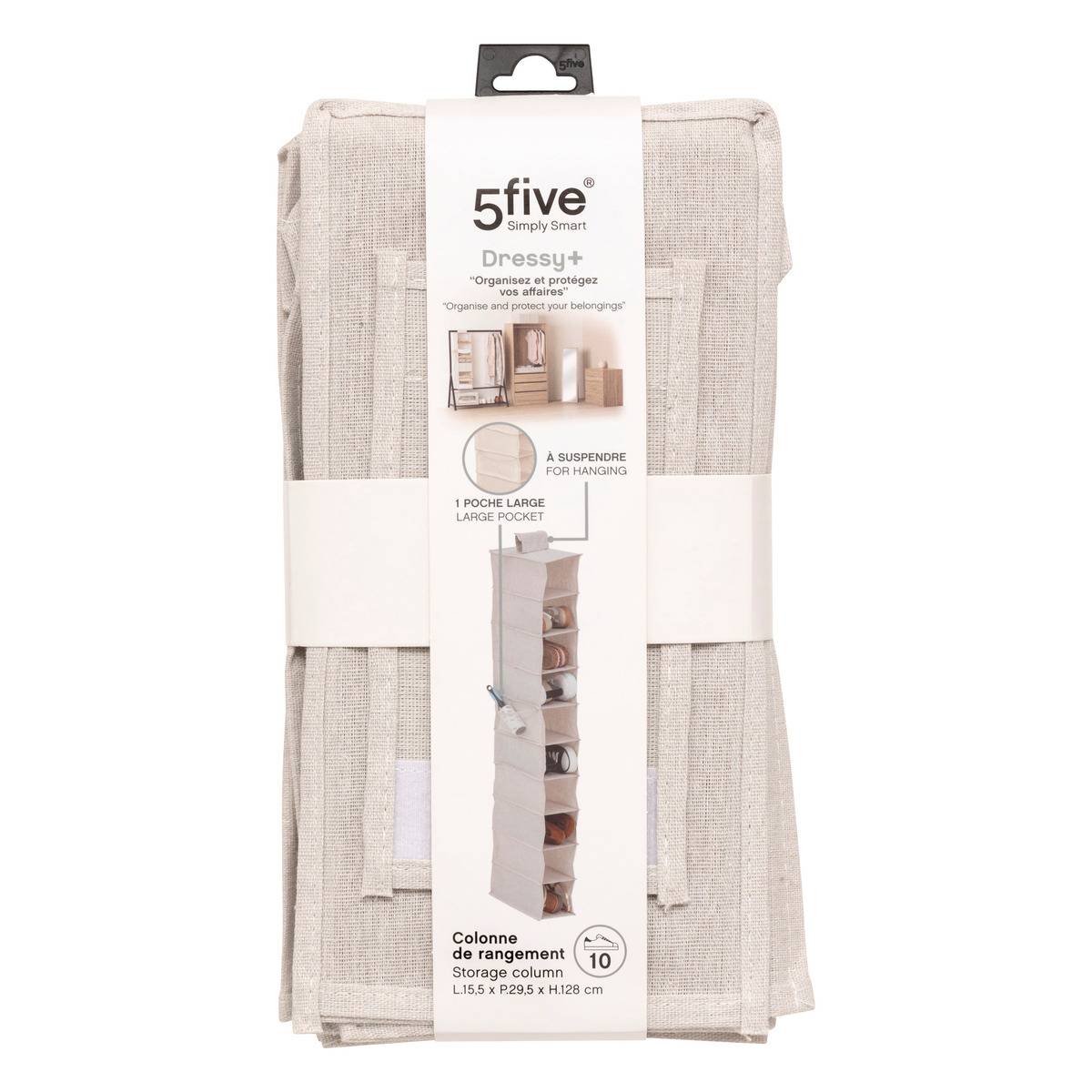Rangement pour chaussures 10 cases avec panier GROOMY beige, 5FIVE SIMPLY SMART