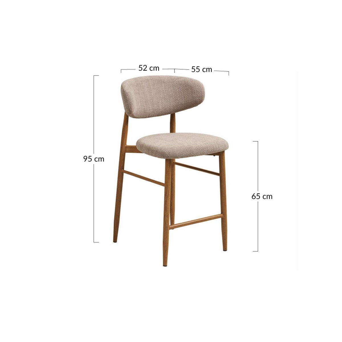 Lot de 2 tabourets en tissu texturé, EDDIE marron / beige, BEST MOBILIER