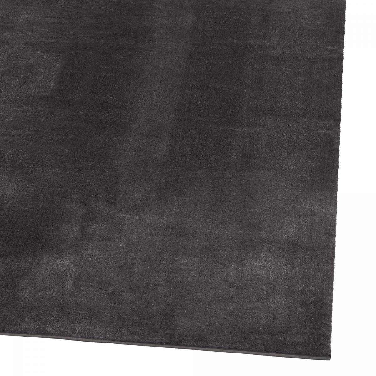 Tapis salon LYN10 LAVABLE, soft et soyeux, tapis uni à l'aspect Shaggy anthracite, UN AMOUR DE TAPIS
