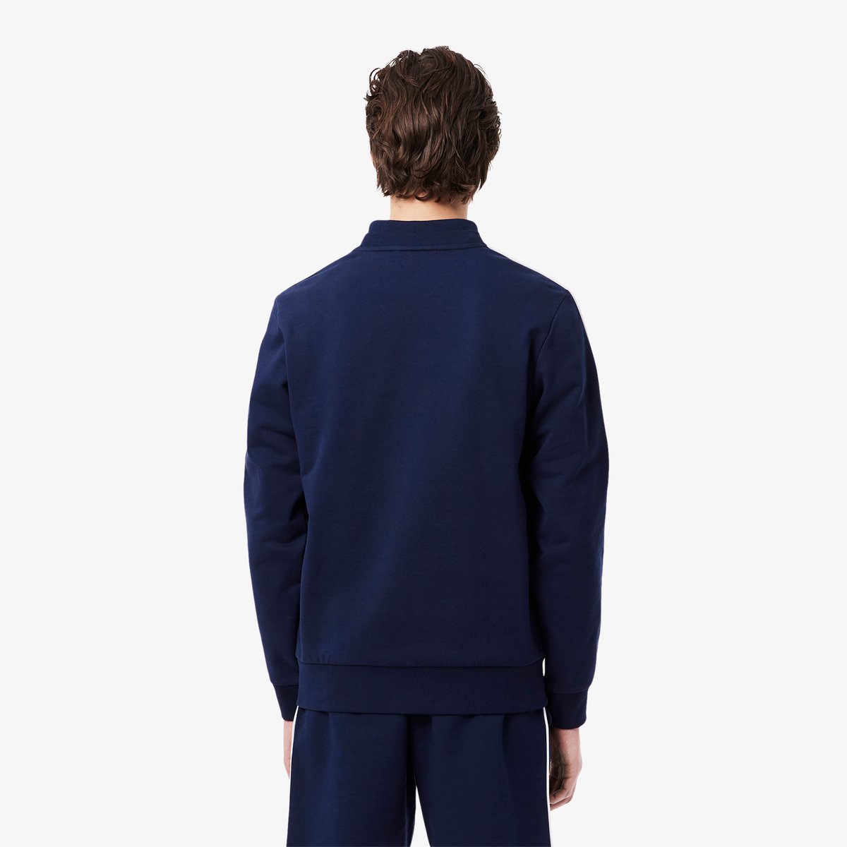 Sweatshirt molleton liserés griffés bleu-166, LACOSTE
