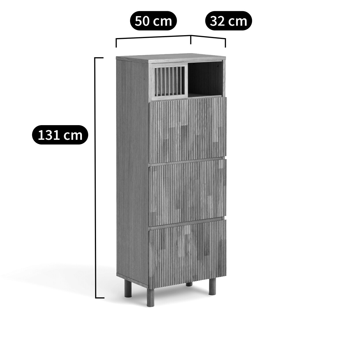 Armadio a 3 ante, rovere e impiallacciato, BILBAO naturale , LA REDOUTE INTERIEURS