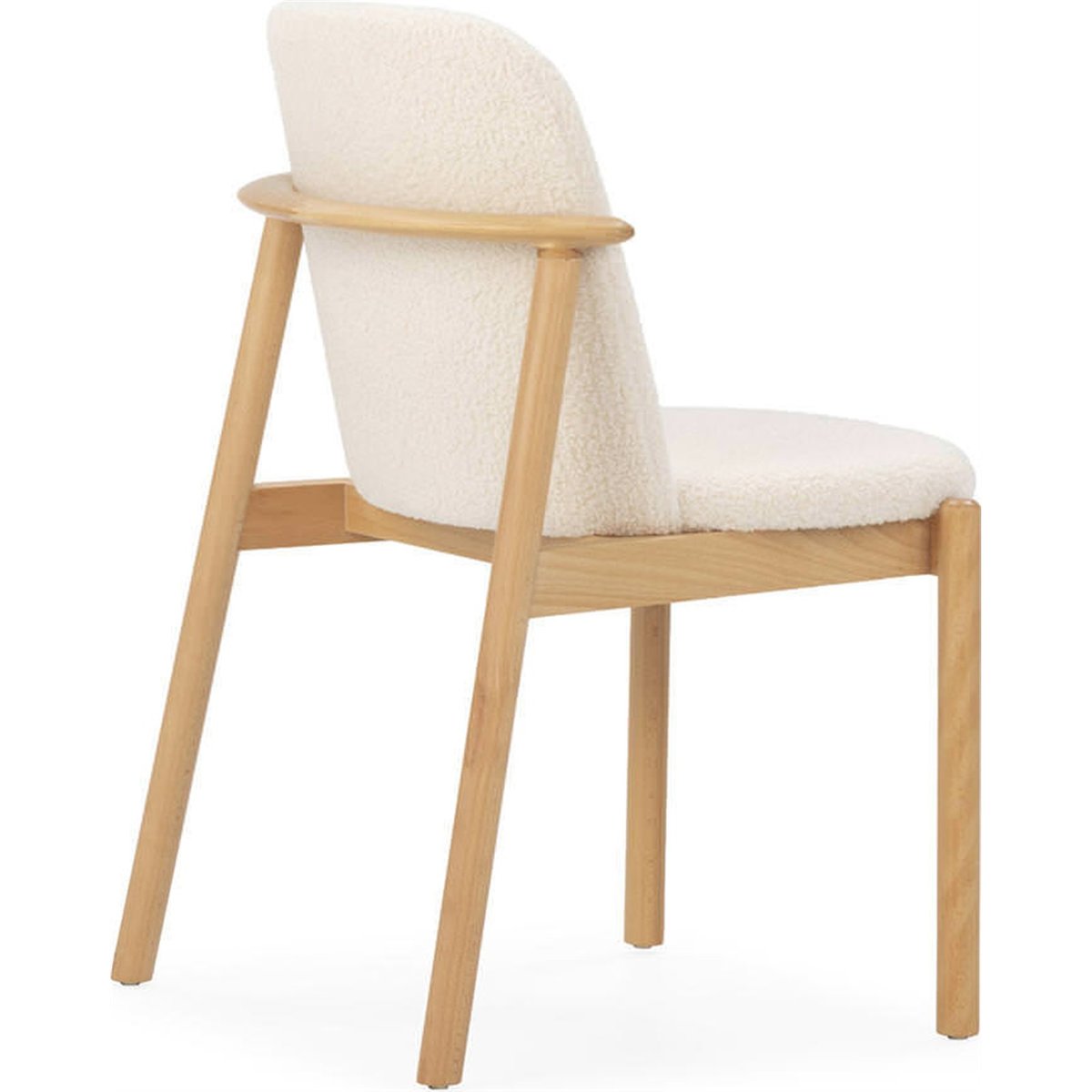 Chaise en hêtre et tissu bouclé naturel et blanc, RECOLLECTION