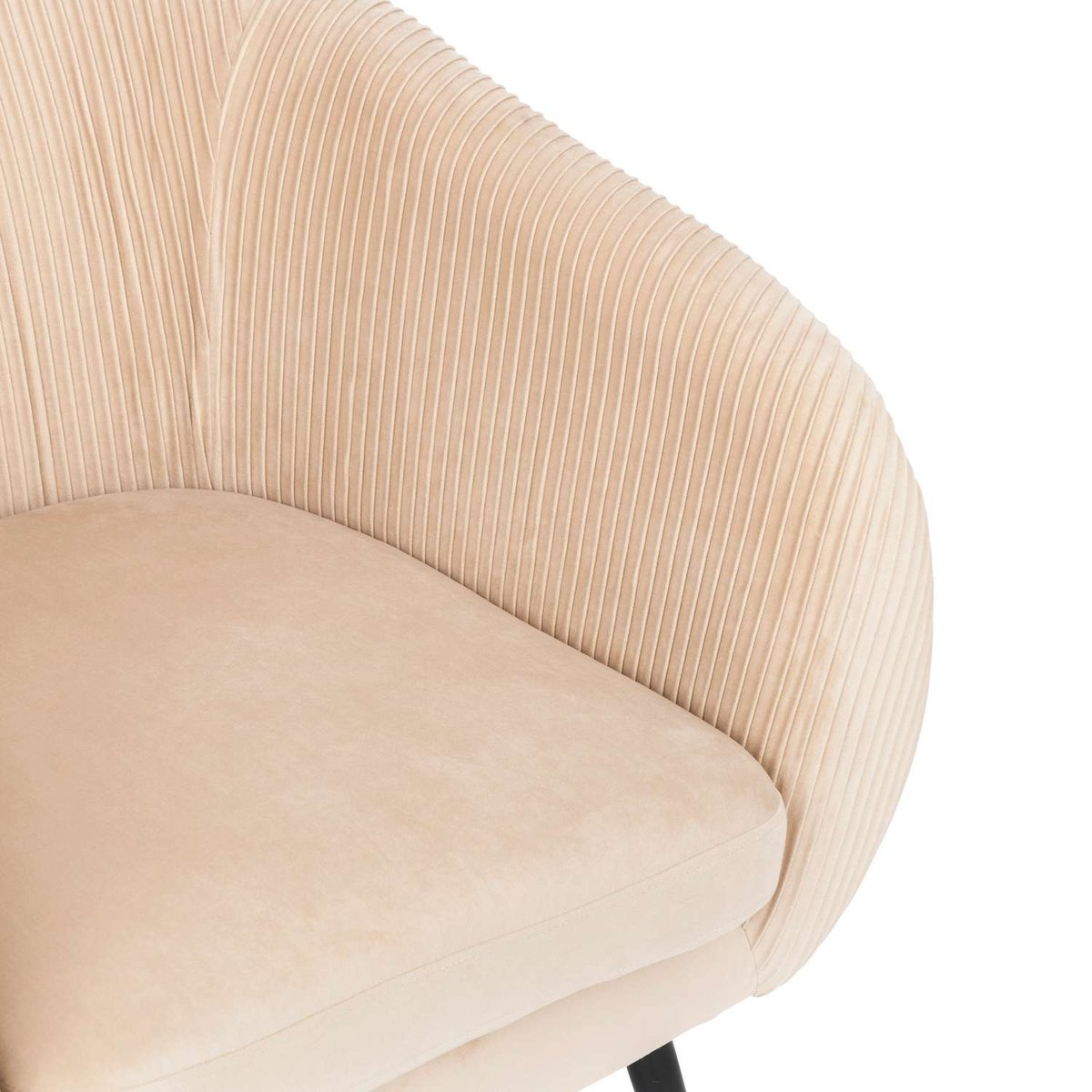 Fauteuil en velours plissé SOLARO beige, ATMOSPHERA