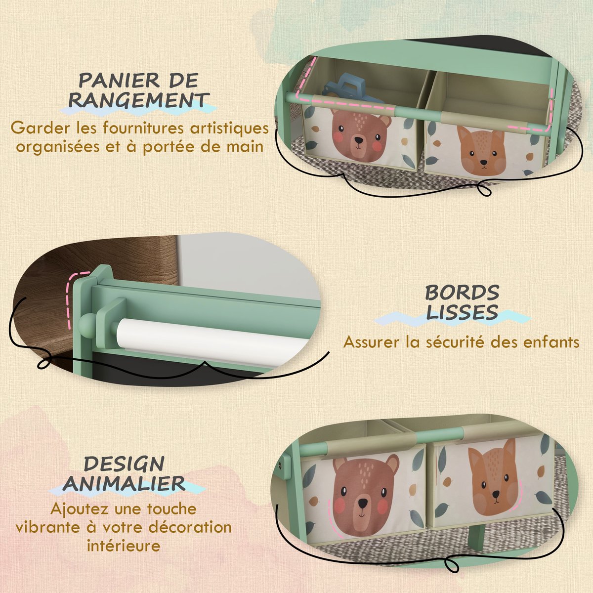 Chevalet pour enfants Bois Vert vert, AIYAPLAY