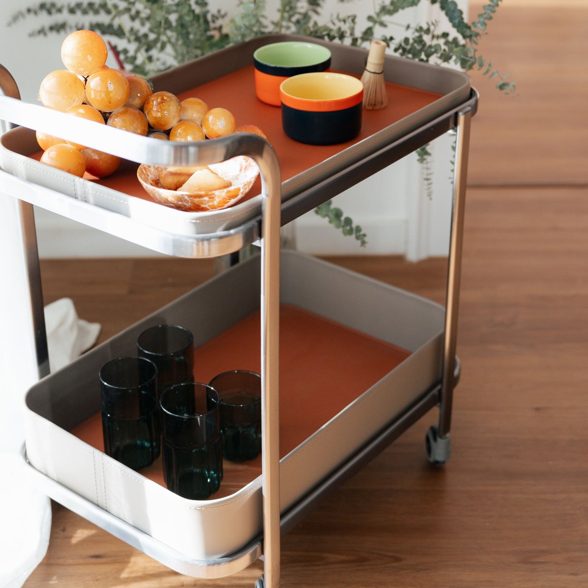 Desserte en simili et acier, TANGO marron, KARE DESIGN