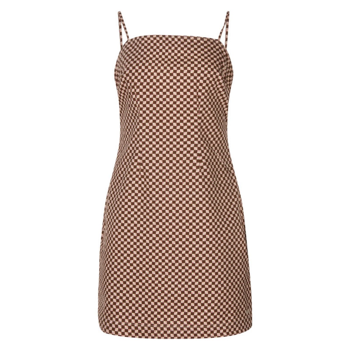 Robe courte rouge carreaux coupe ajustée col rond et à manches à bretelles rouge, LEVI'S