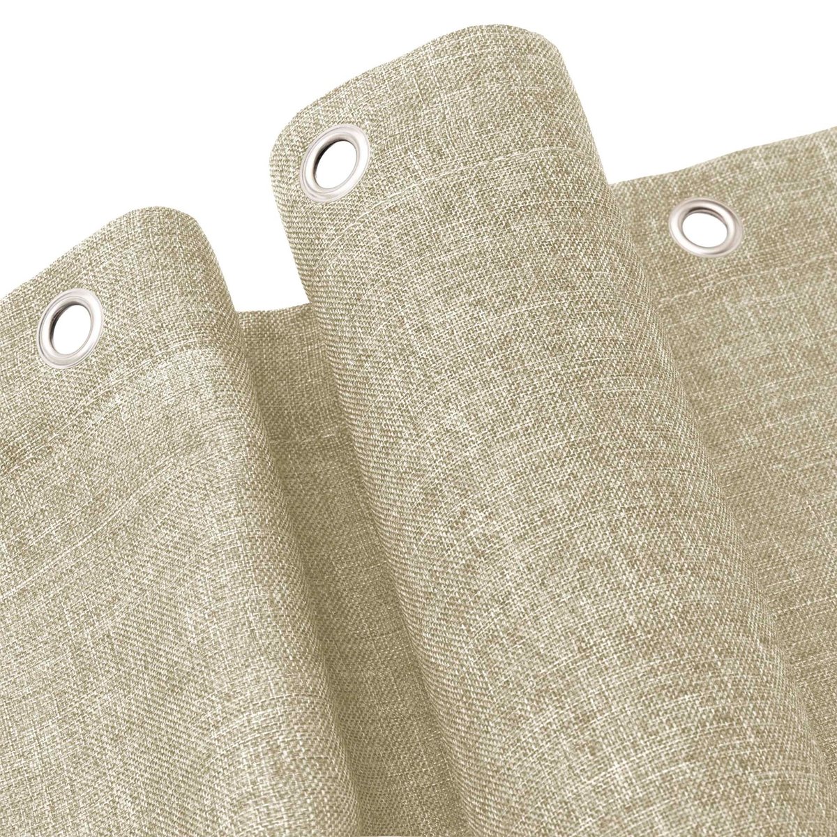 Rideau de douche uni aspect chambray avec crochets naturel, DOUCEUR D'INTÉRIEUR