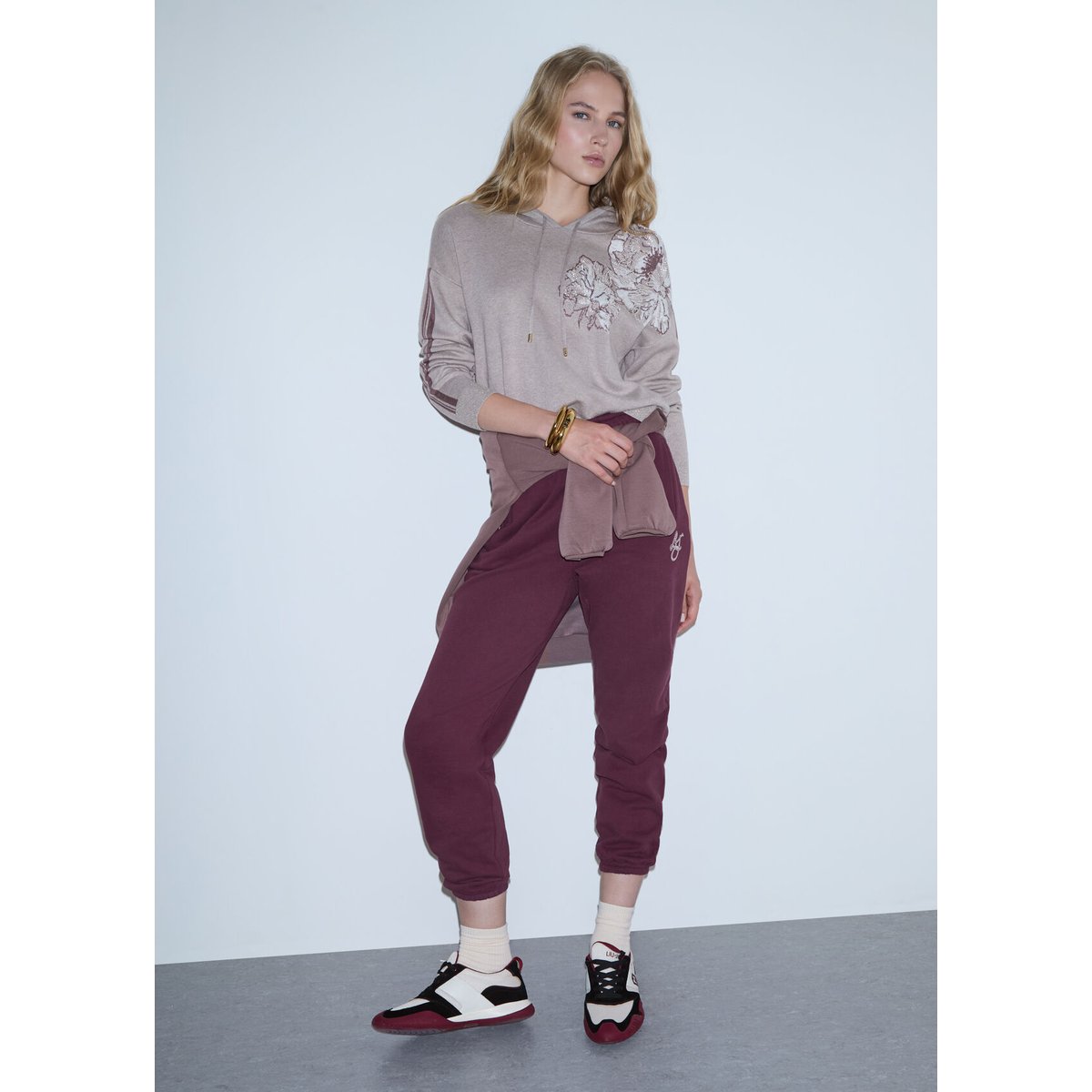 Sweat à capuche jacquard beige, LIU JO