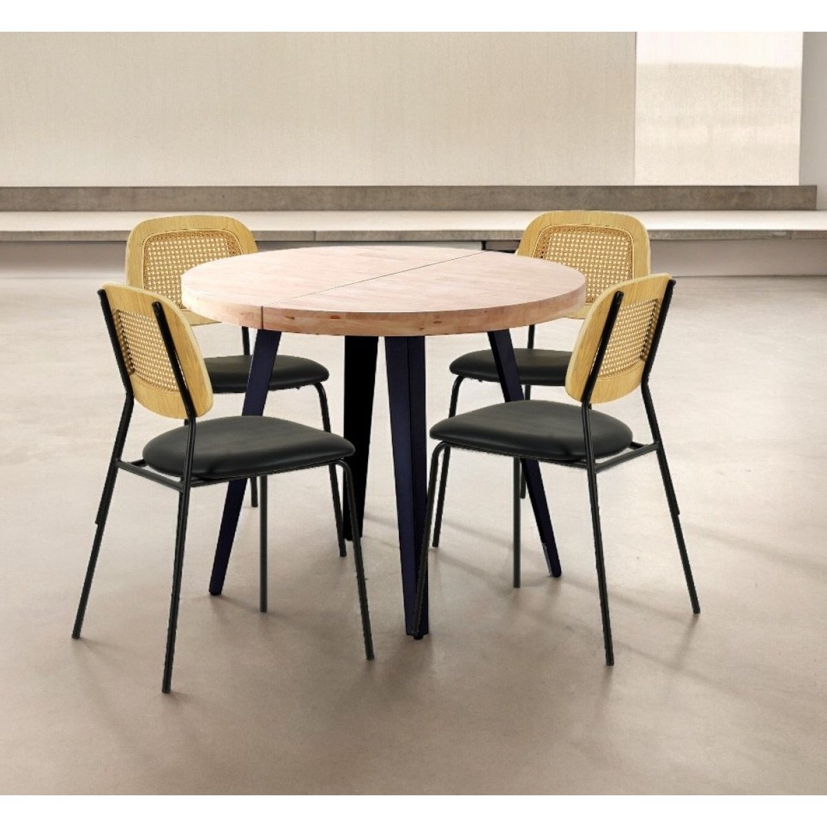 Ensemble repas en bois et 4 chaises Memphis - MATIKA noir, MATHI DESIGN
