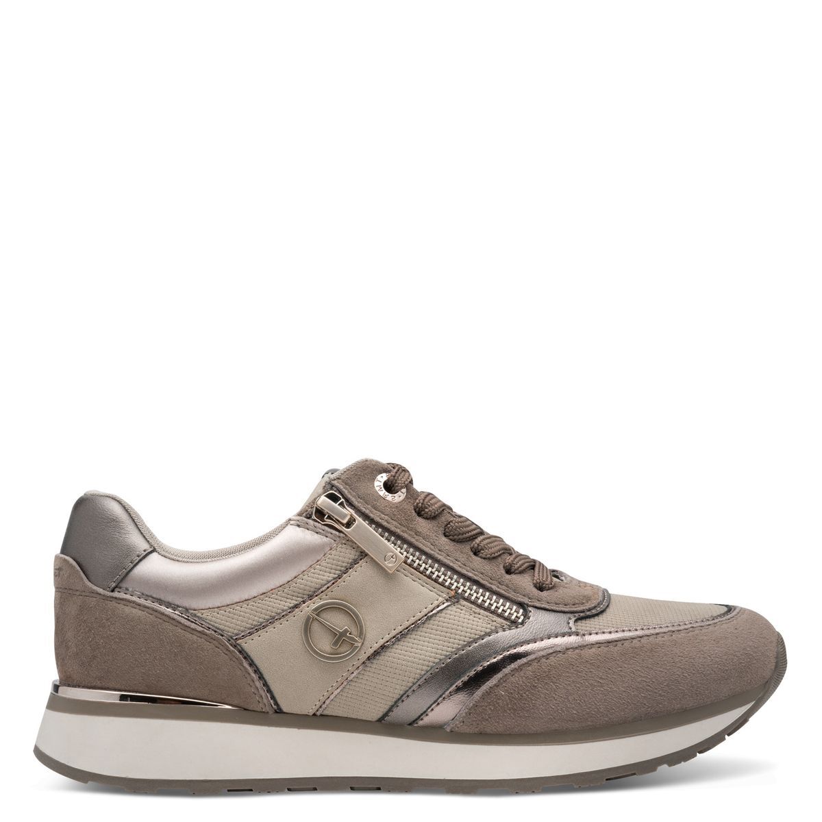 Basket à talon beige taupe combiné, TAMARIS