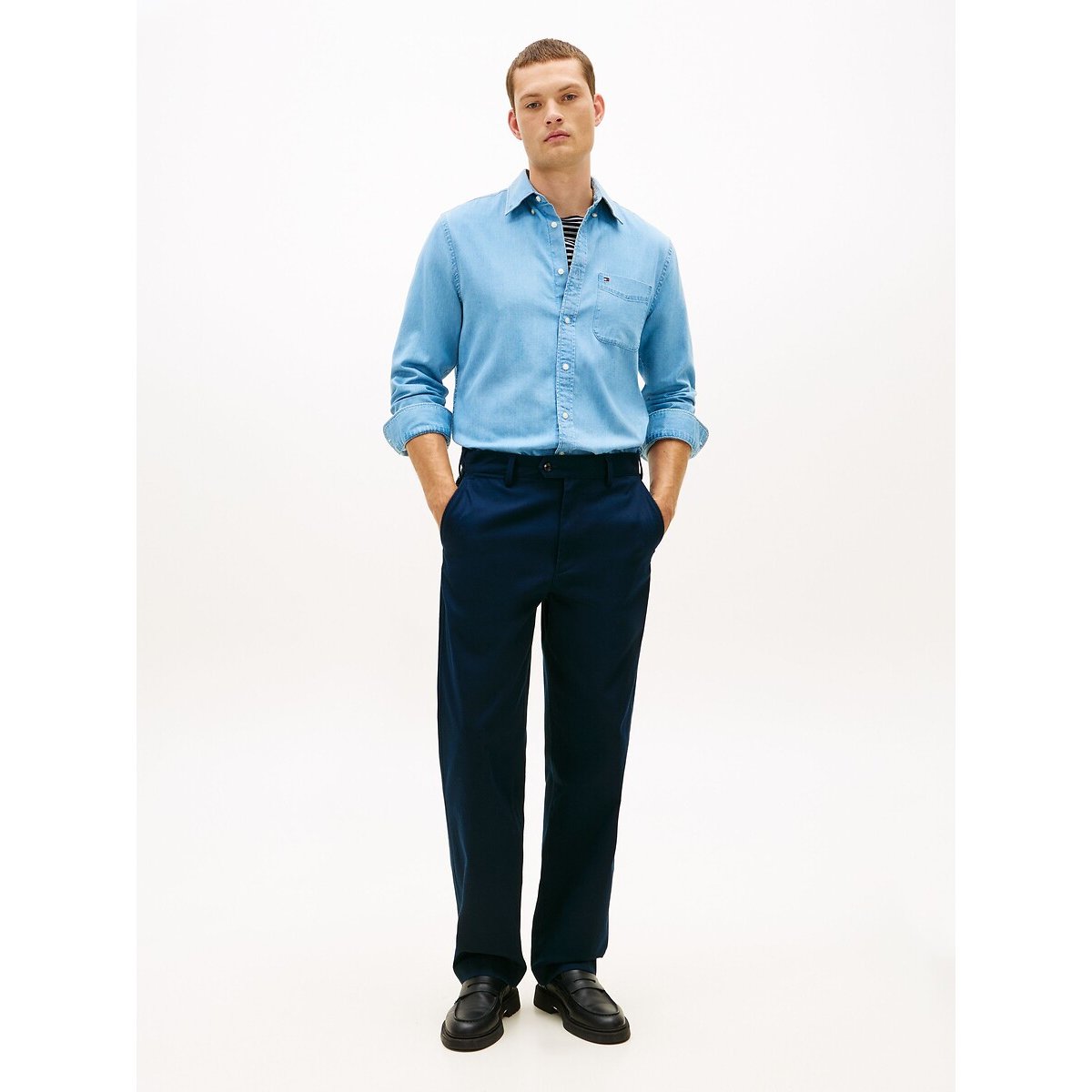 Chemise droite bleu denim, TOMMY HILFIGER