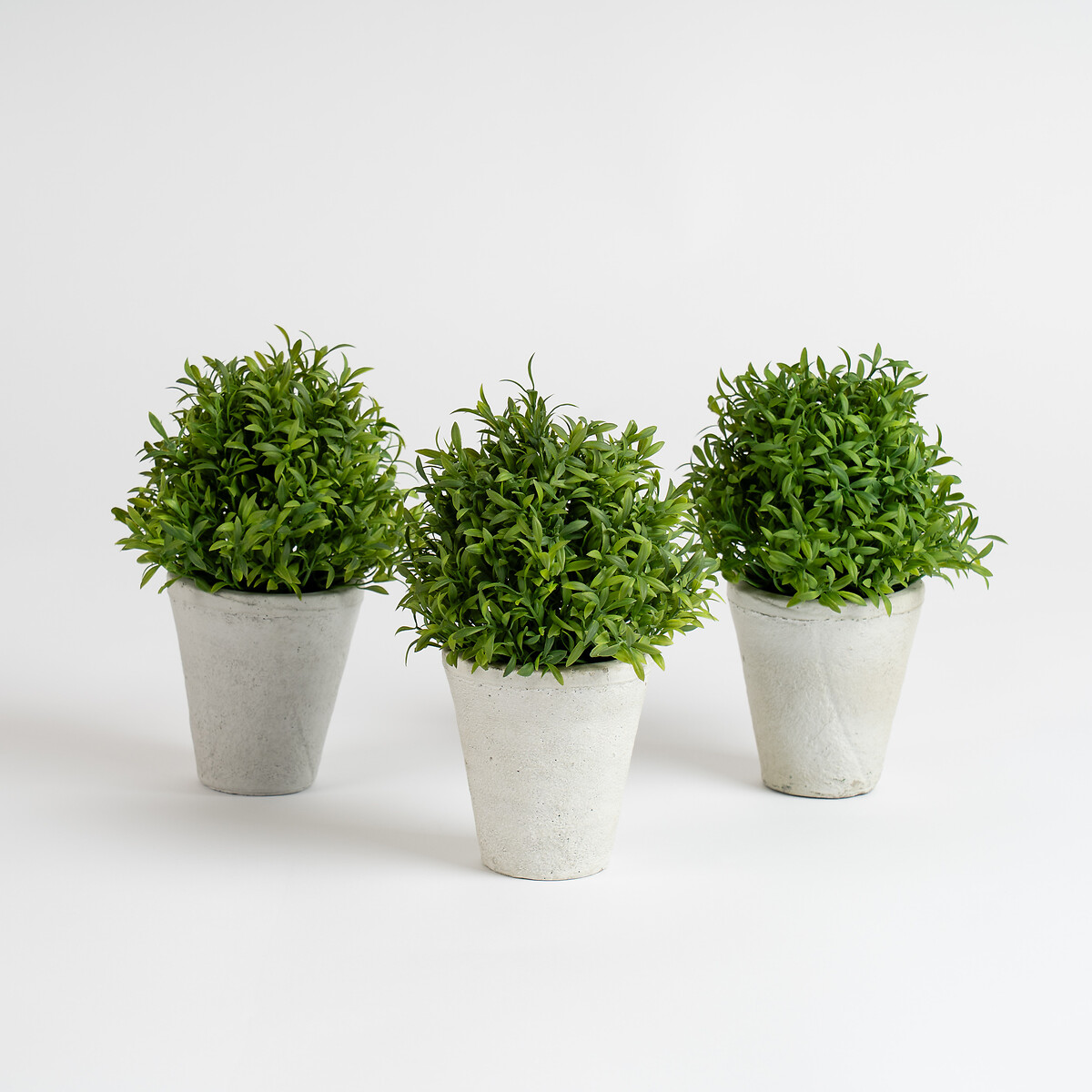 Set of 3 Artificial Topiary Plants in Cement Pot green, SO'HOME