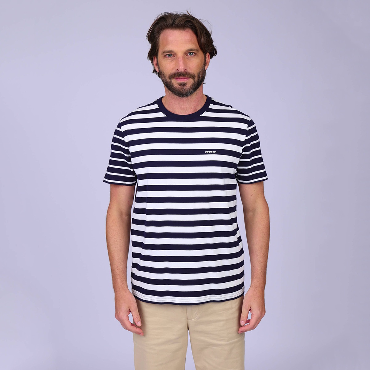 T-shirt marinière Gaspar bleu marine, MISE AU GREEN