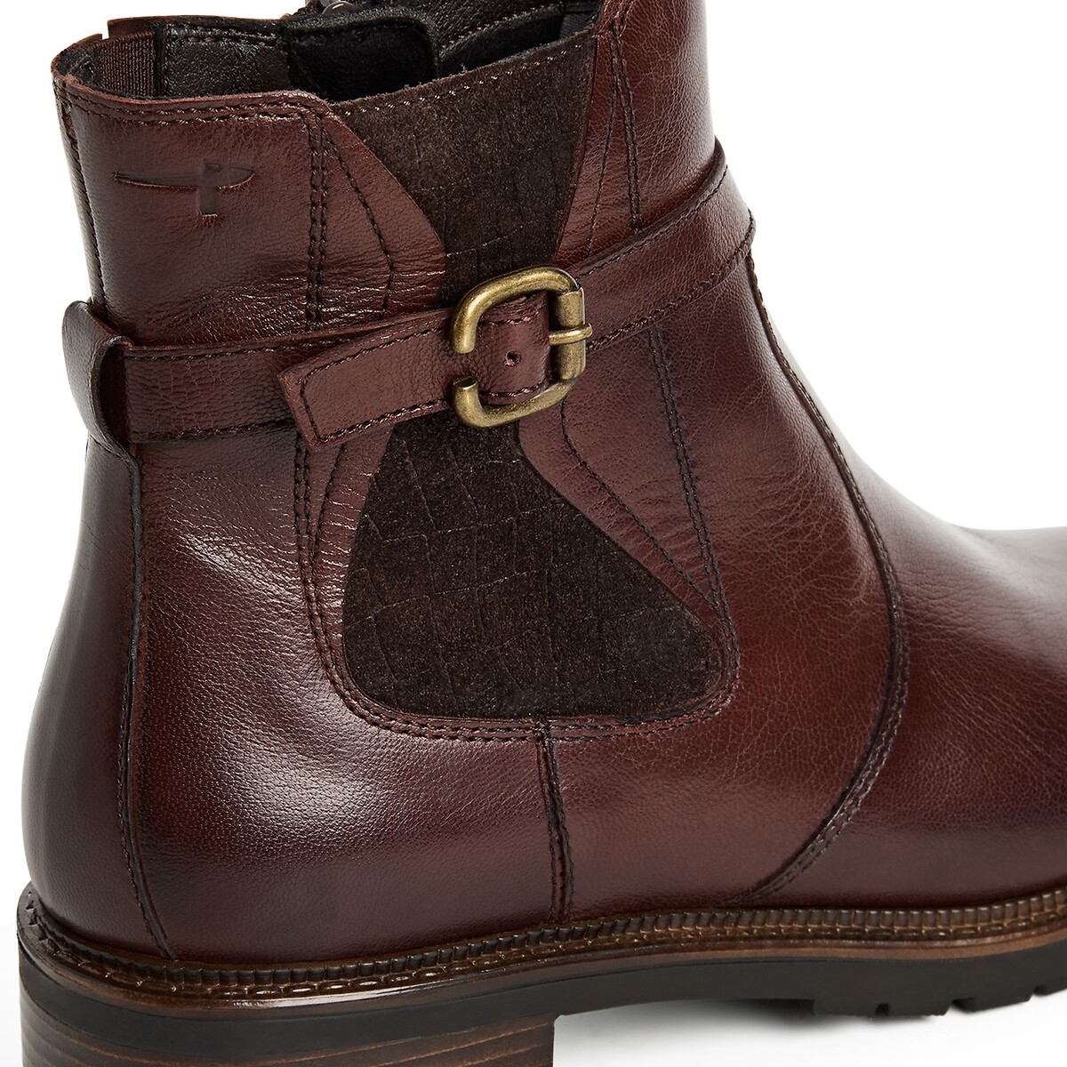 Botines de piel planos marrón, TAMARIS