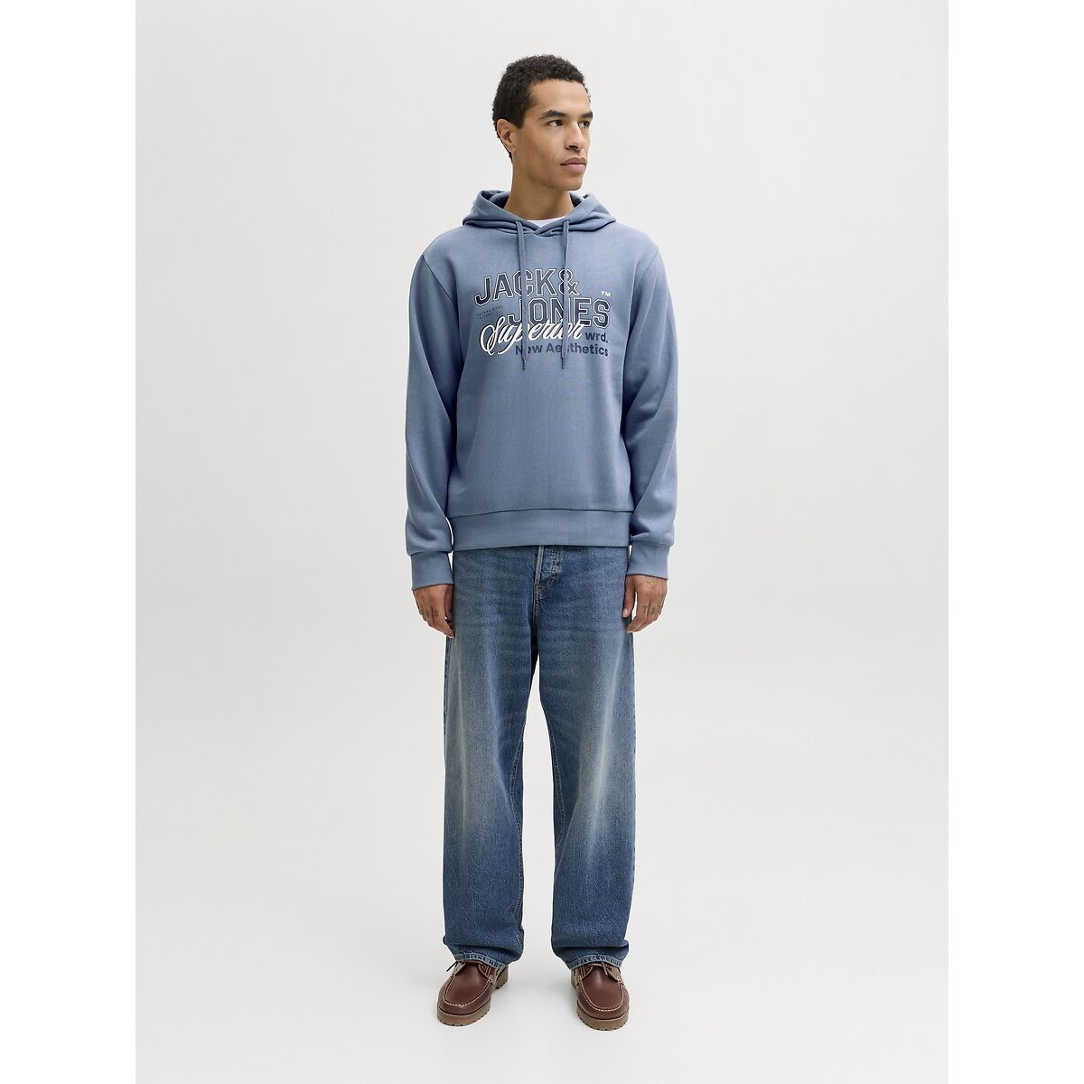 Sweat à capuche logo bleu, JACK & JONES