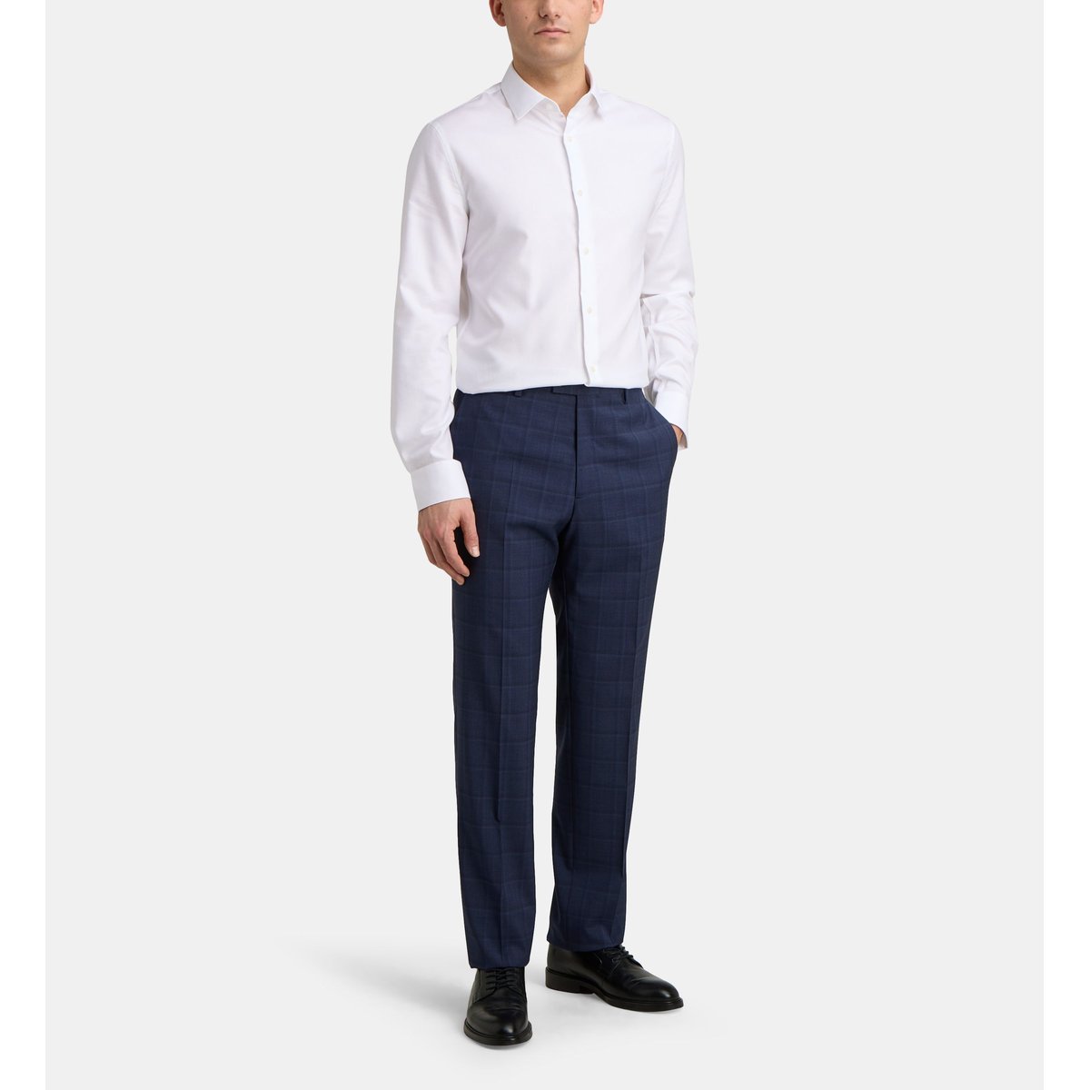 Pantalon de costume anzio p droit en lin bleu foncé, COMPTOIR GL