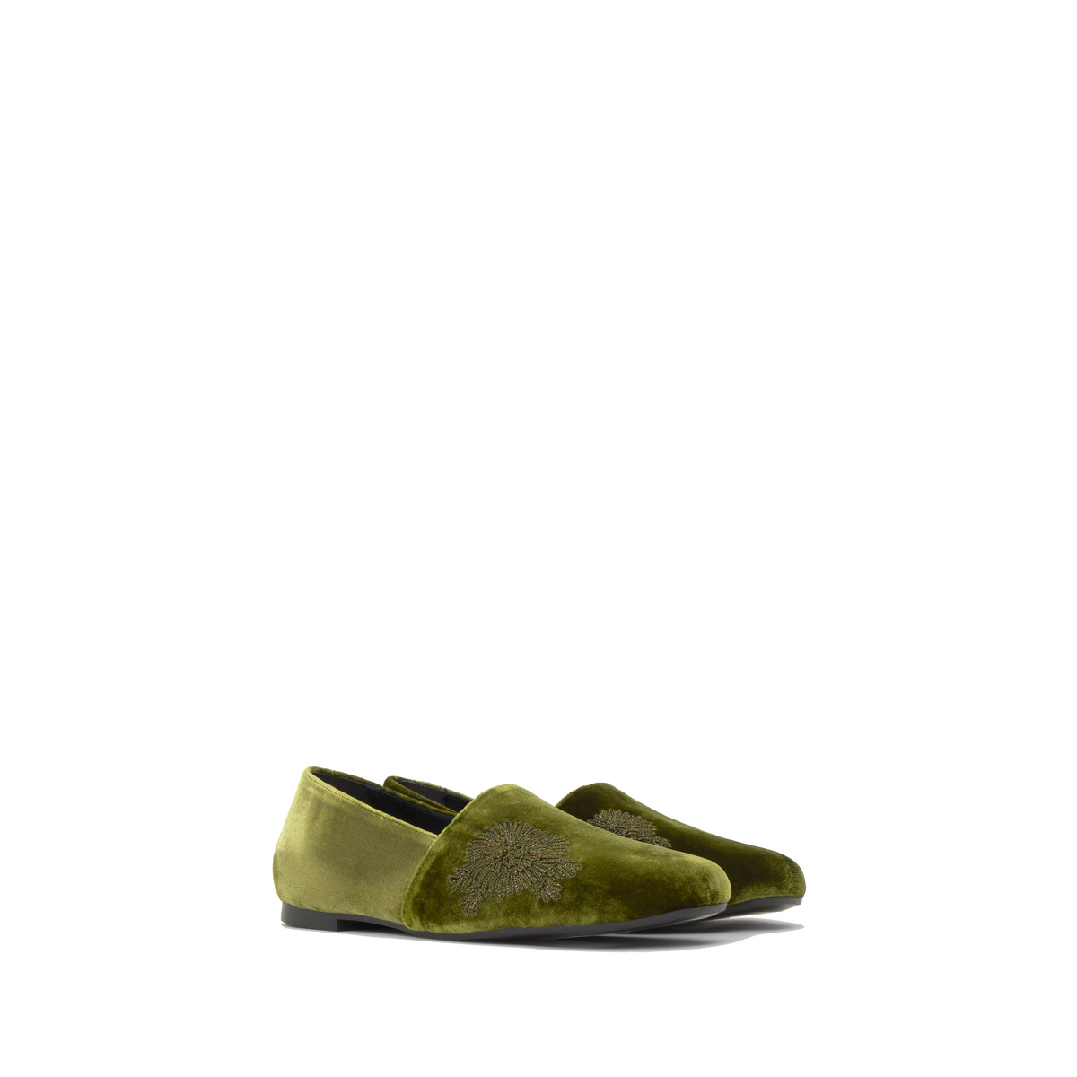 Slip on en velours brodé GISELE vert olive, CASTANER