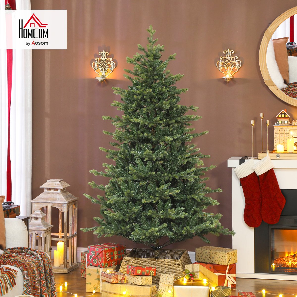 Sapin de Noël Plastique Vert vert, HOMCOM