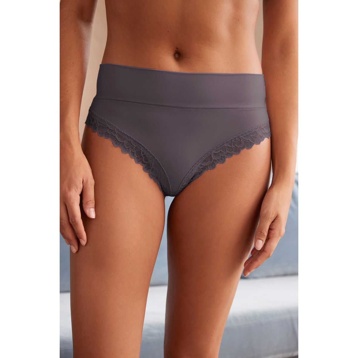 Culotte tanga échancrée brossée bleu, NEXT