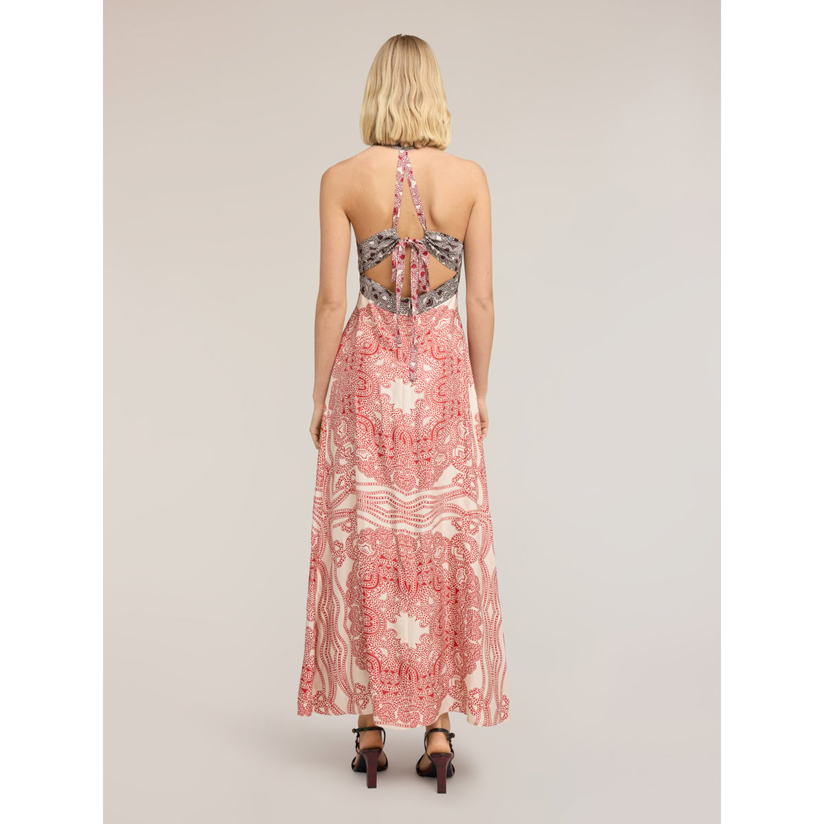 Robe longue imprimé paisley rouge, MOTIVI