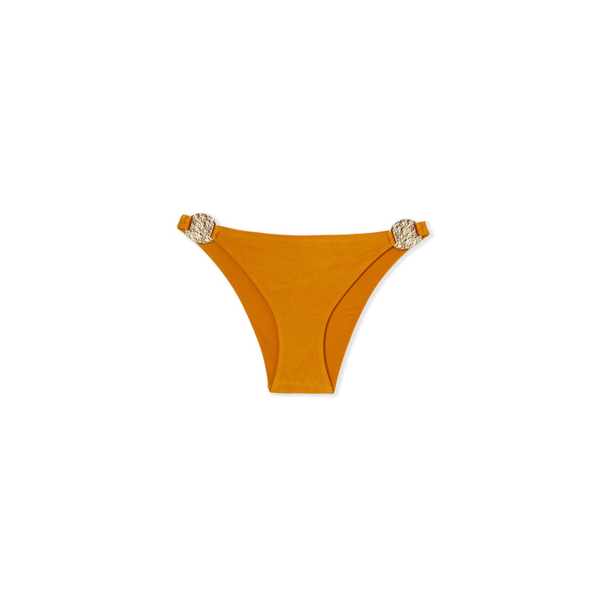 Bas de maillot bikini satiné avec détails bijoux - Etam x Hôtel Mahfouf HALO SHINE moutarde ocre, ETAM