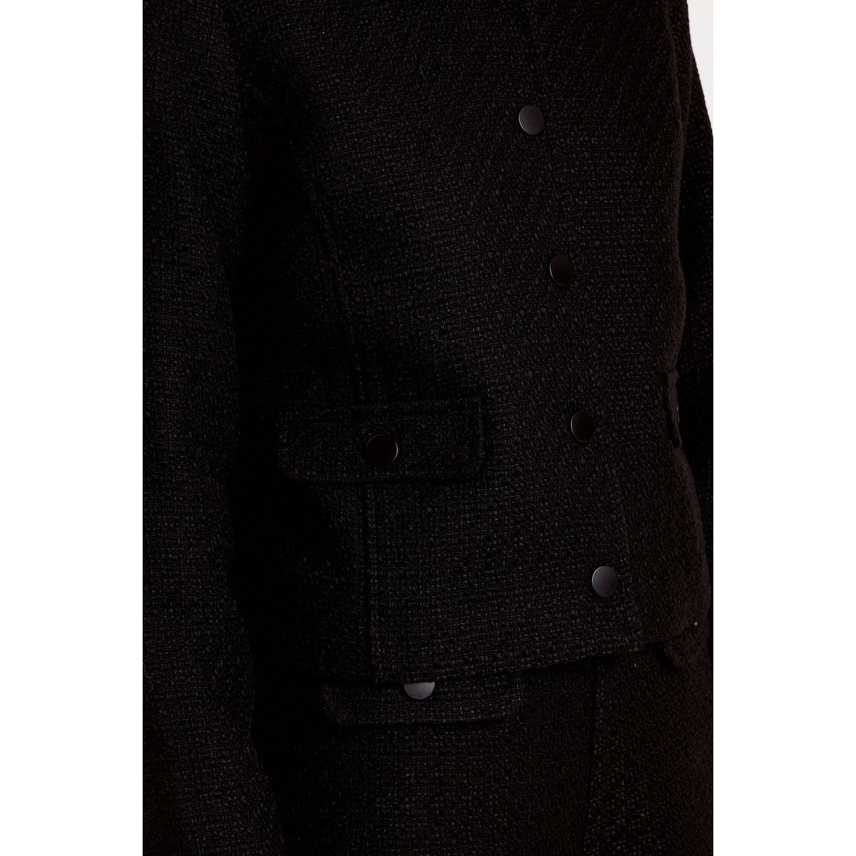 Veste droite cropped en tweed noir, CACHE CACHE