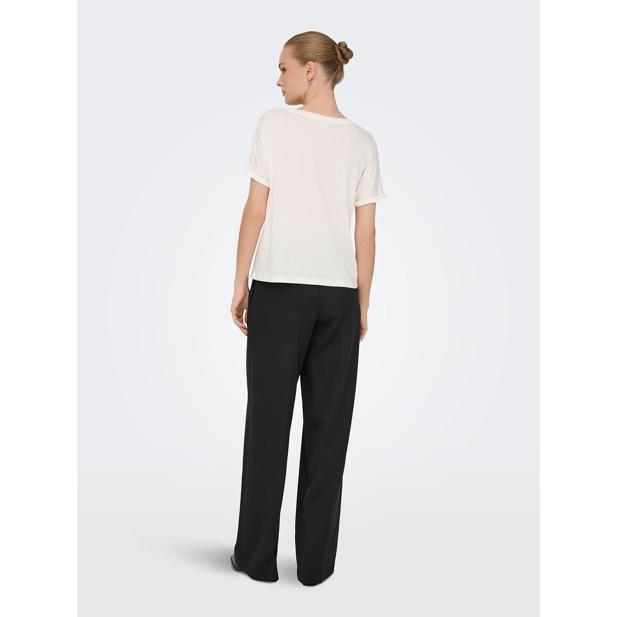 T-shirt manches courtes, col V blanc, JDY