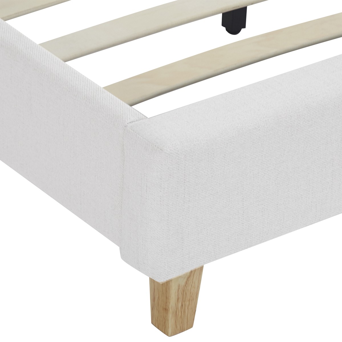 Lit avec tête de lit en tissu - MILO beige, HOMIFAB